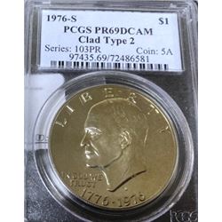1976 S PRF 69 DCAM IKE Dollar PCGS Slab