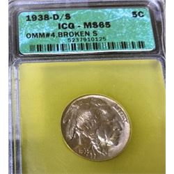 1938 D/S MS 65 ICG - Buffalo Nickel Broken S
