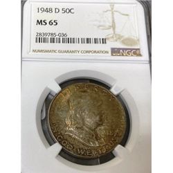 1948 D MS 65 NGC Franklin Half Dollar