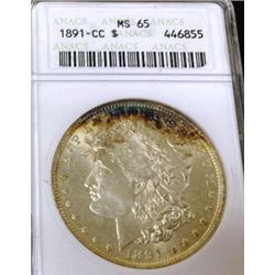 1891 CC MS 65 ANACS  Morgan Silver Dollar