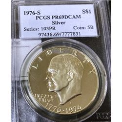 1976 S PRF69 DCAM IKE Silver Dollar