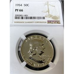 1954 PF 66 NGC Franklin Half Dollar