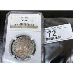 1824 MS 64 NGC Bust Half Dollar Mint Luster