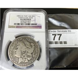 1890 CC Tail Bar -VG Details NGC Morgan $1