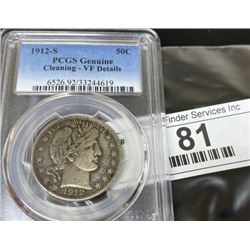 1912 S PCGS Genuine Barber Half Dollar