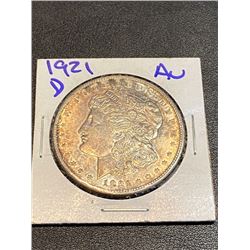 1921 D AU Morgan Silver Dollar