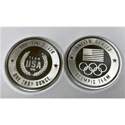 Lot of 2 USA Olympic Design 1 oz Silver Rounds