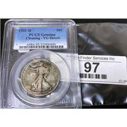 1921 D PCGS Genuine Walking Liberty Half Dollar