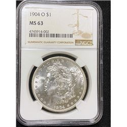 1904 O MS 63 NGC Morgan Silver Dollar
