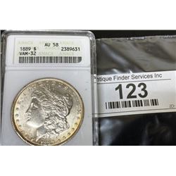 1889 AU 58 ANACS Morgan Silver Dollar