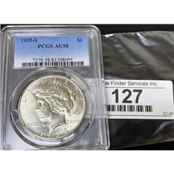 1935 S AU 58 PCGS Peace Silver Dollar