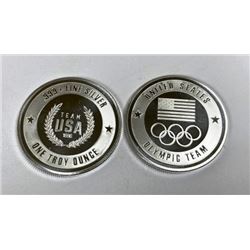 Lot of 2 -1 oz. Silver USA Olympic Design Rounds