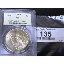 1925 MS 64 PCGS Peace Silver Dollar