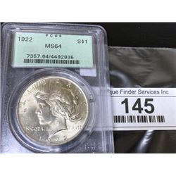 1922 MS 64 PCGS Peace Silver Dollar