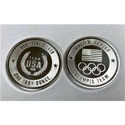 Lot of 2 -1 oz. Silver USA Olympic Design Rounds