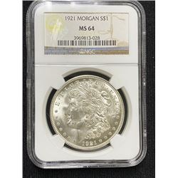 1921 MS 64 NGC Morgan Silver Dollar