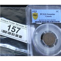 1923 Canadian 1 c Genuine PCGS