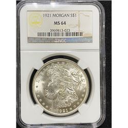 1921 MS 64 NGC Morgan Dollar