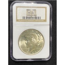 1924 MS 64 NGC Peace Silver Dollar