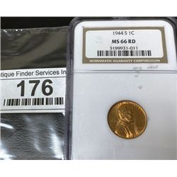 1944 MS 66 RD NGC Lincoln Wheat Cent
