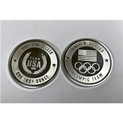 Lot of 2 -1 oz. Silver USA Olympic Design Rounds