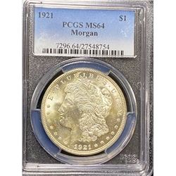 1921 MS 64 PCGS Morgan Silver Dollar