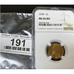 1939 MS 66 RD NGC Lincoln Wheat Cent
