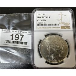 1922 UNC Details NGC Peace Dollar