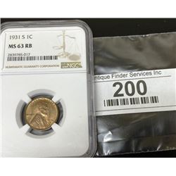 1931 s MS 63 RB NGC Lincoln Wheat Cent