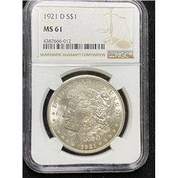 1921 D MS 61 NGC Morgan Silver Dollar