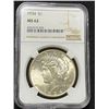 Image 1 : 1934 MS 62 NGC Peace Silver Dollar