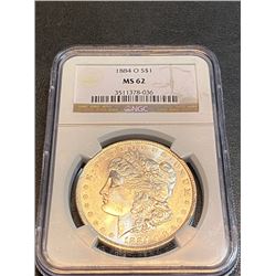1884 O MS 62 NGC Morgan Silver Dollar
