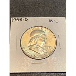 1958 D BU Franklin Half Dollar
