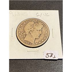 1913 S G/VG Barber Silver Half Dollar