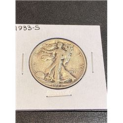 1933 S Silver Walking Liberty Half Dollar