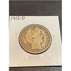 1912 D Barber Silver Half Dollar