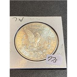 1883 S AU Light Cleaning Morgan Silver Dollar