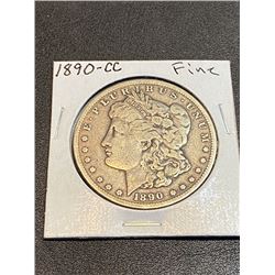 1890 CC Fine Morgan Silver Dollar