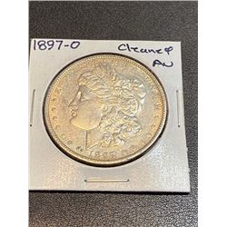 1897 O AU Cleaned Morgan Silver Dollar