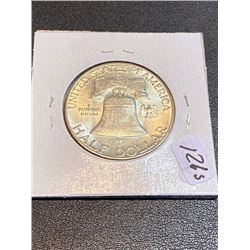 1949 S AU Silver Franklin Half Dollar