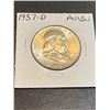 Image 2 : 1957 D AU/BU Franklin Silver Half Dollar