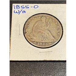 1855 O W/A Seated Liberty Silver Half Dollar
