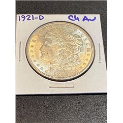 1921 D CH AU Morgan Silver Dollar