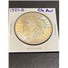Image 1 : 1921 D CH AU Morgan Silver Dollar