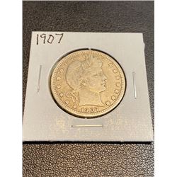 1907 XF-AU Grade Barber Quarter