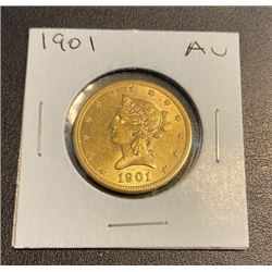 1901 AU Grade $10 Gold Liberty Coin