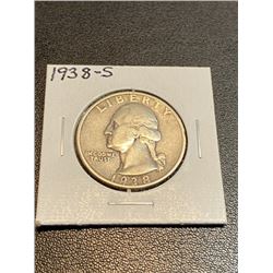 1938 S VF-XF Grade Washington Quarter