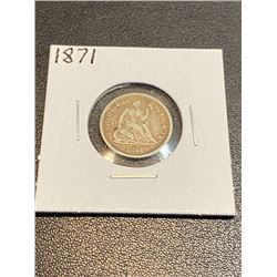 1871 Seated Liberty Half Dime XF Grade
