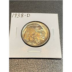 1938 D AU-BU Grade Buffalo Nickel