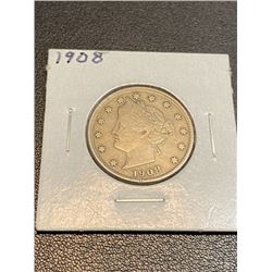 1908 Better Date V Nickel -
